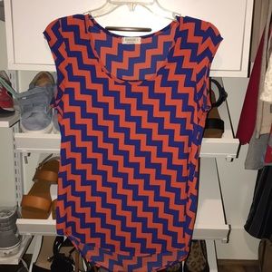 orange and blue chevron top